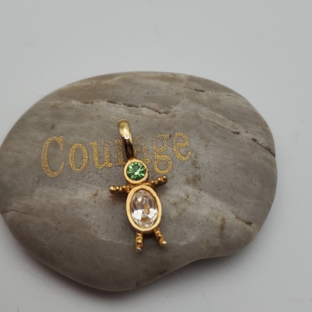 Emerald crystal‎ sparkle little person charm pendant unique jewelry ✨️